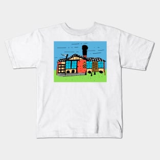 Abstract House with a Checkerboard Roof Kids T-Shirt